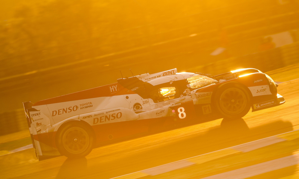 LM24 Hour 15: No.8 Toyota holding station at the front