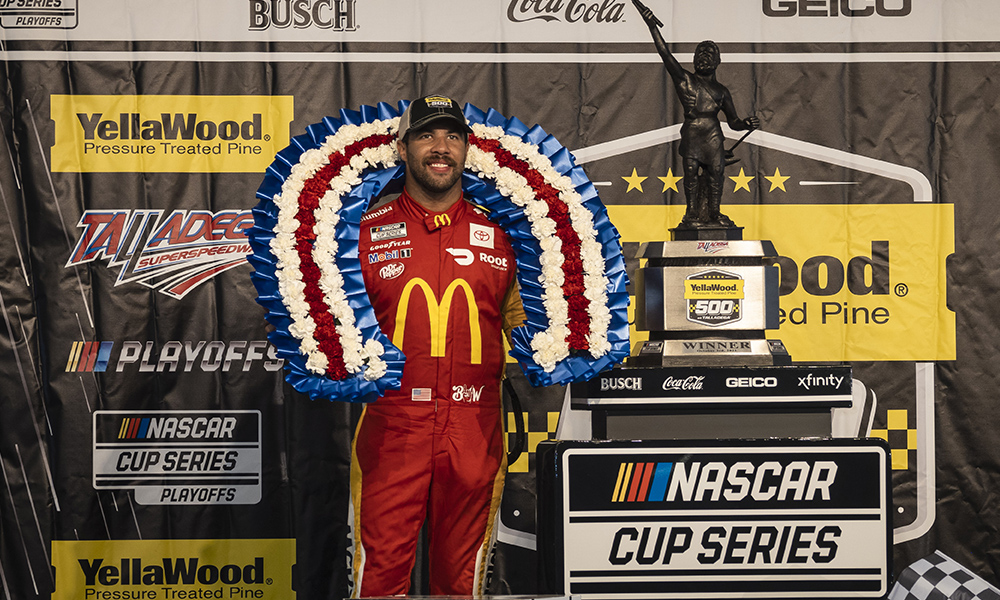 Wallace scores historic win in rain-shortened Cup race at Talladega