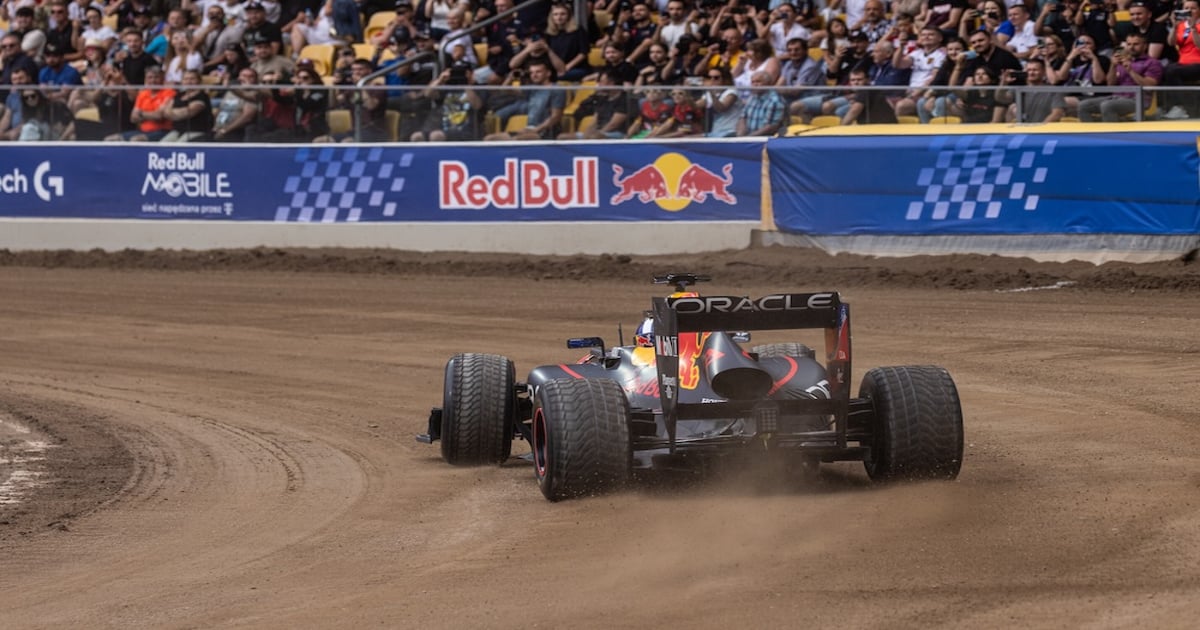Can an F1 car beat a speedway bike on dirt? Hold my Red Bull... | RACER