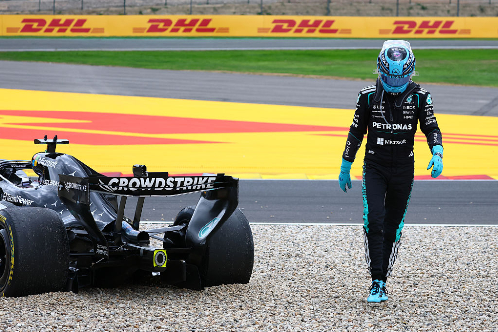 Russell laments "dangerous" lack of power before race-ending collision